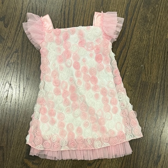 Pink and White Rosette Dress Size 3T - Picture 3 of 5